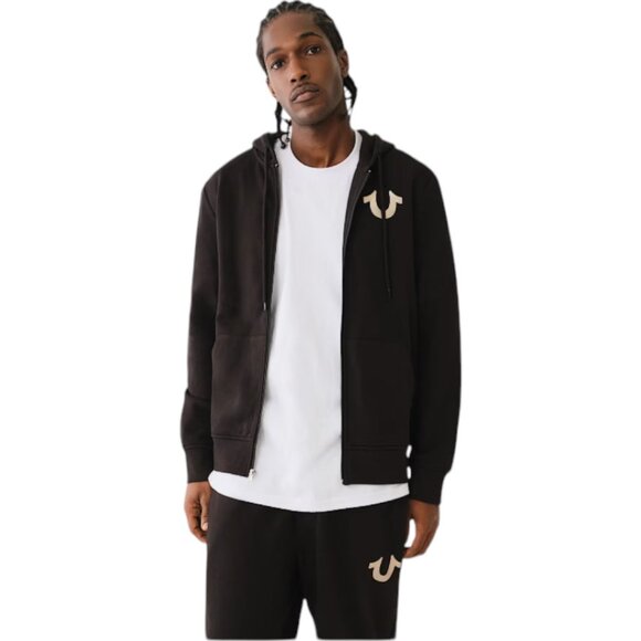 True Religion Men's 2 PC Sweatsuit Fleece Tracksuit Matching Outfit Black NWT - Picture 5 of 13